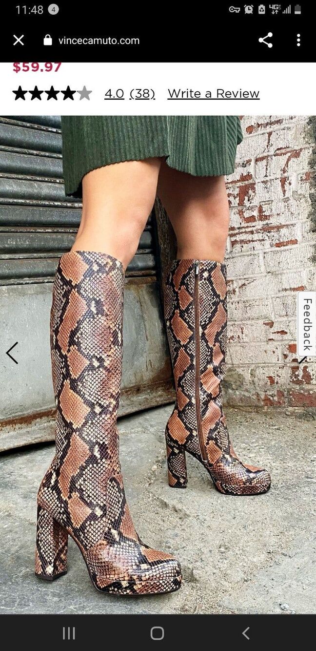 NIB Vince Camuto Jestinal python print Leather Platform Boot 6.5M New - Picture 6 of 8
